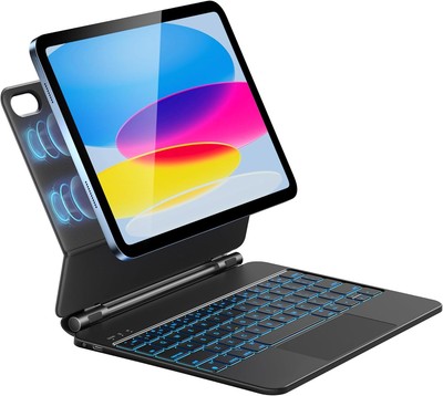 HOU Keyboard Case for iPad 10th Generation, Organic-Silicon PU, Magic Black 