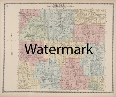1880 Town of Elma NY Map 17x22 Print Repro Beers Atlas Erie County New York