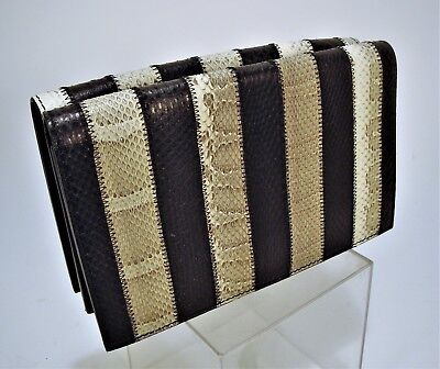COSTUME NATIONAL B&W Leather & Faux Reptile Convert Clutch Crossbody Dust Bag