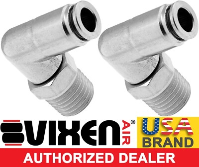 1/4''NPT MALE TO PUSH TO CONNECT PTC 1/4''OD HOSE SWIVEL ELBOW FITTING 2PK VXA2424