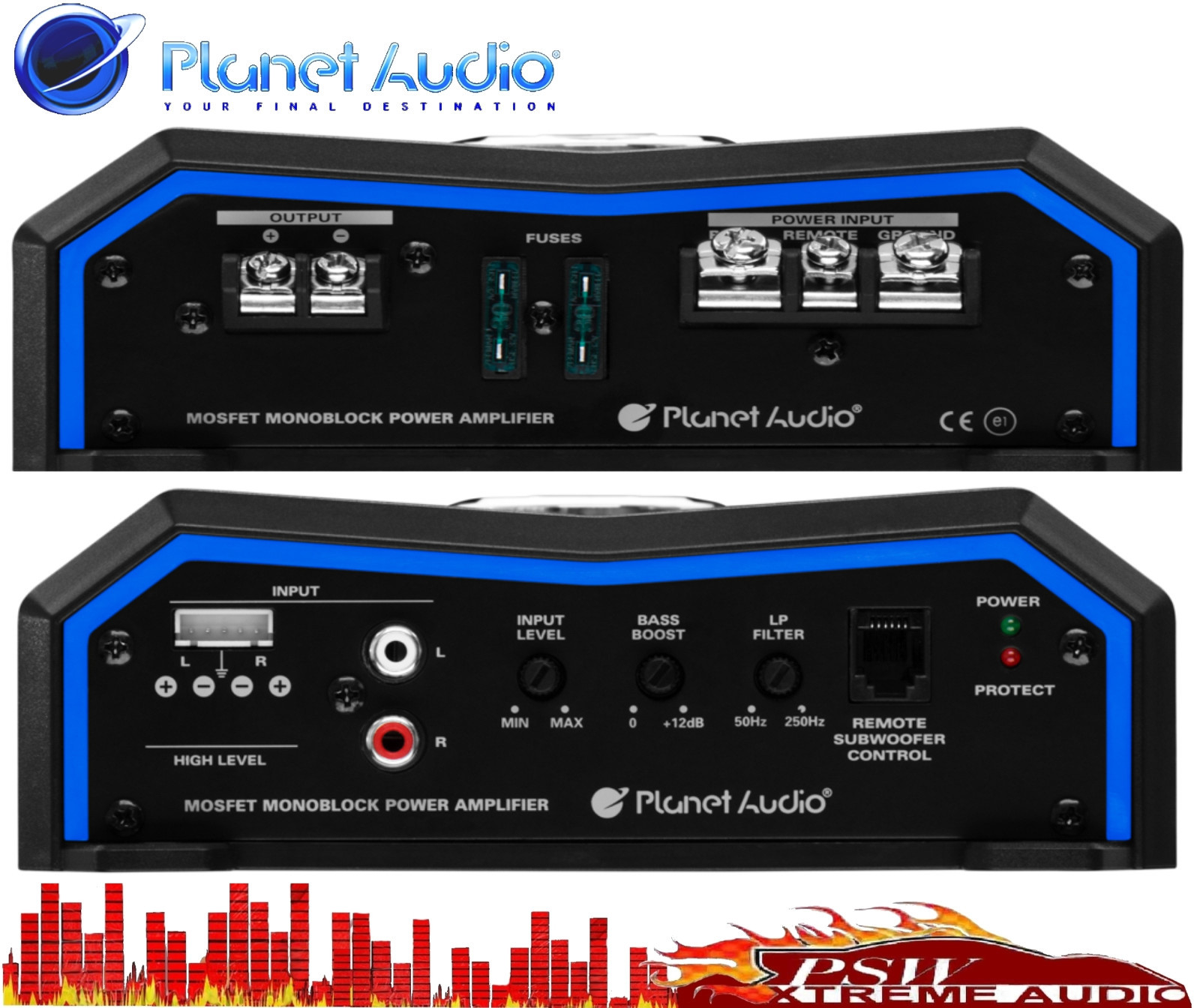 PL25001M Planet Audio PULSE 2500watt 1 Ch Class A/B Amplifier w-Install Kit