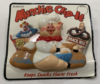 Vintage Hartin International Munchie Chip Clip It Pig NOS 1991