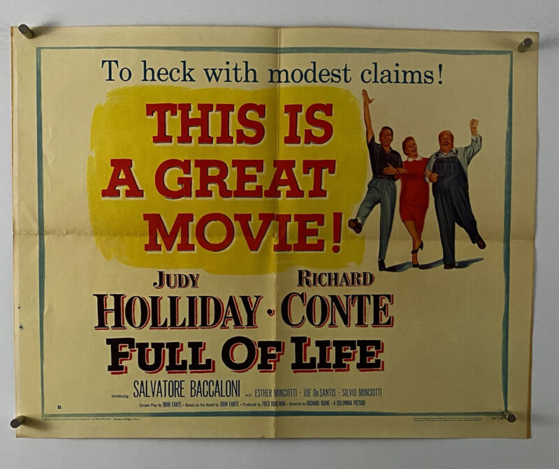 Full Of Life Movie Poster (fine) Half Sheet 1957 Judy Holliday 743f