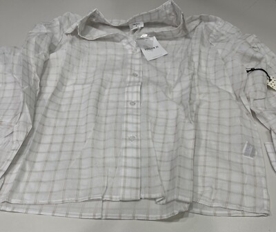 Forever21- Womens White Plaid Button Up Long Sleeve Shirt- Size S