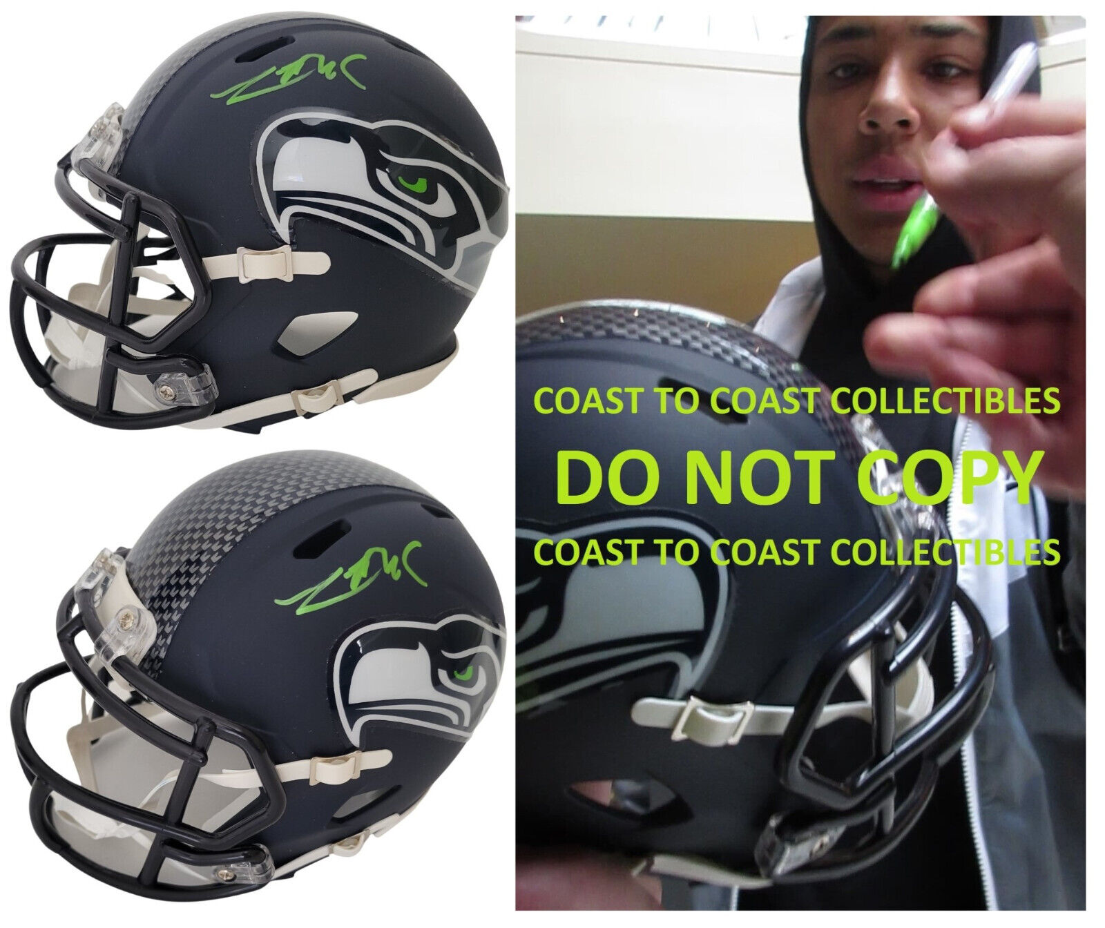 Zach Charbonnet Signed Seattle Seahawks Mini Football Helmet Proof COA Autographed Zach Charbonnet Signed Seattle Seahawks Mini Football Helmet Proof COA Autographed