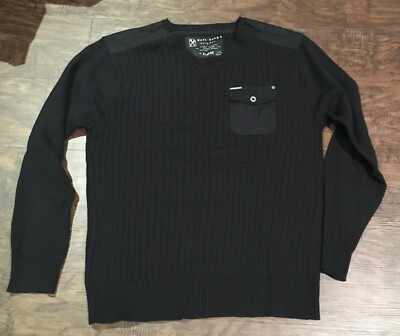 MARC ECKO BLACK SWEATER XL PULL OVER 100% COTTON GREAT CONDITION POCKETS MENS