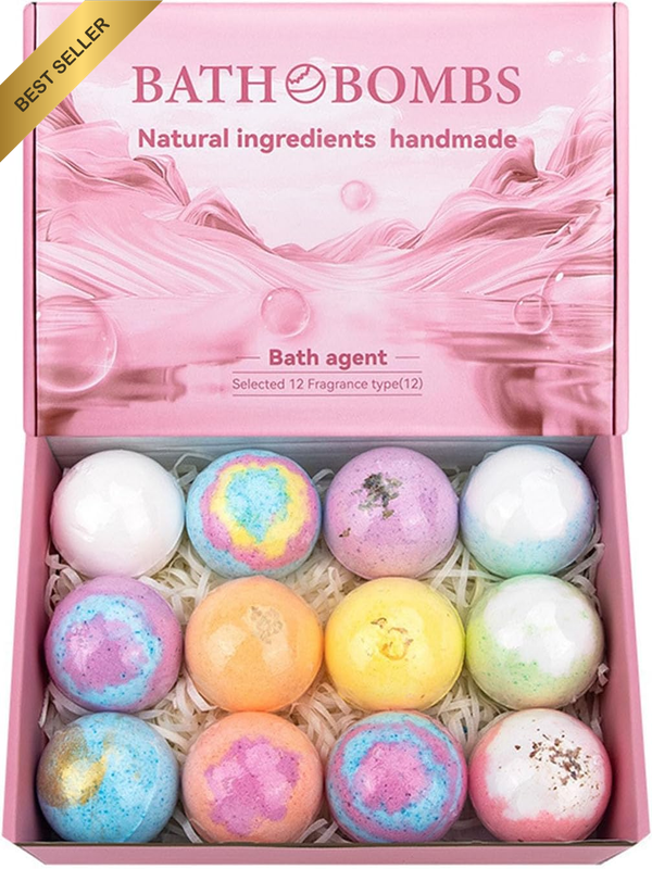 Bath Bombs Gift Set, 12 Pack Dried Flower Bath Ball Bath Bombs Setwith Natural E