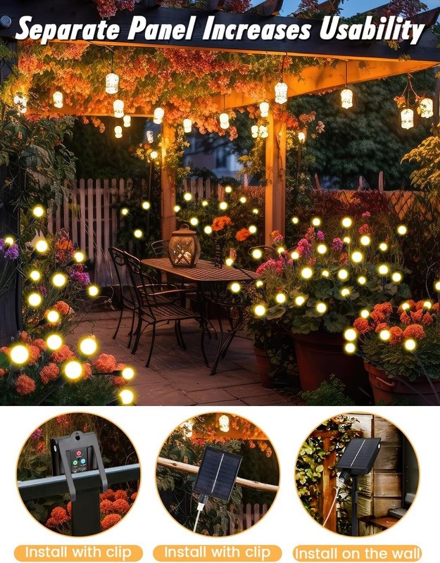 Solar Firefly Outdoor Lights 2.0, 4 Pack Upgraded 8LED Starburst Garden Lights,