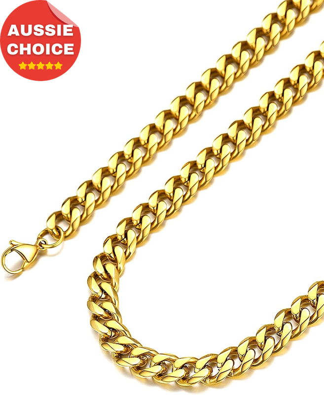 Miami Cuban Chain Necklace 316L Stainless Steel Gold Black Plated 3-12mm 18-30"
