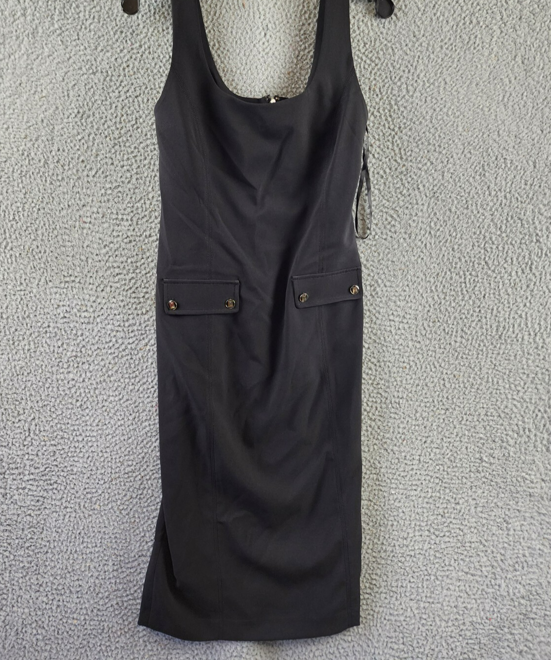 KARL LAGERFELD PARIS Square Neck Crepe Dress Women's 8 Black Back Zip Closure - Picture 2 of 14