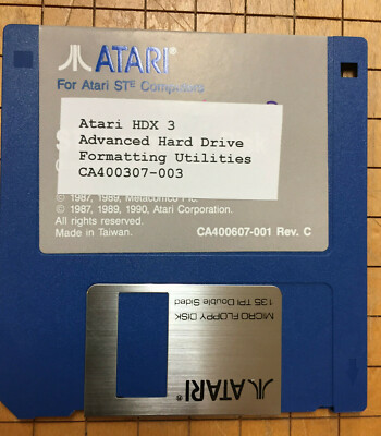 Atari ST HDX 3.0 Hard Drive Formating Software 3.5'' disk 