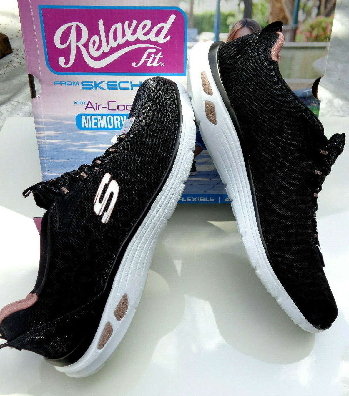 Skechers Women's Relaxed Fit Empire D'Lux Sneaker Black/Rose/Gold SIZE 11 NEW | eBay