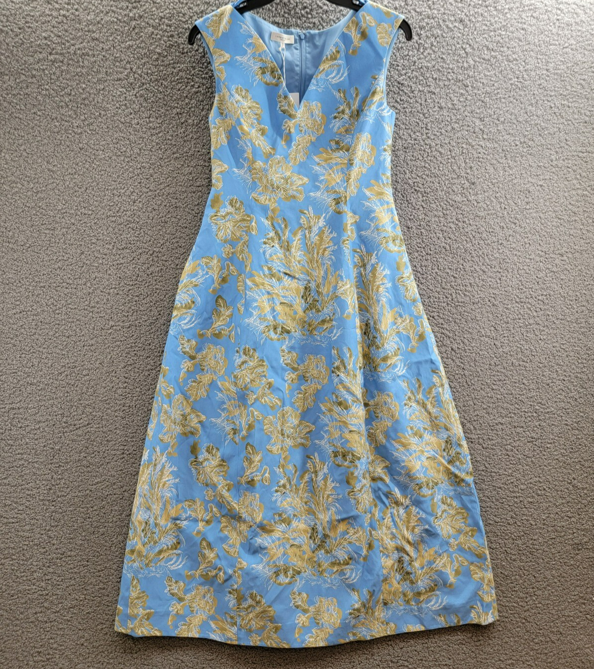 Lafayette 148 New York Sleeveless Portrait Dress Women's 2 Cool Blue Multi ZipUp - Picture 2 of 16