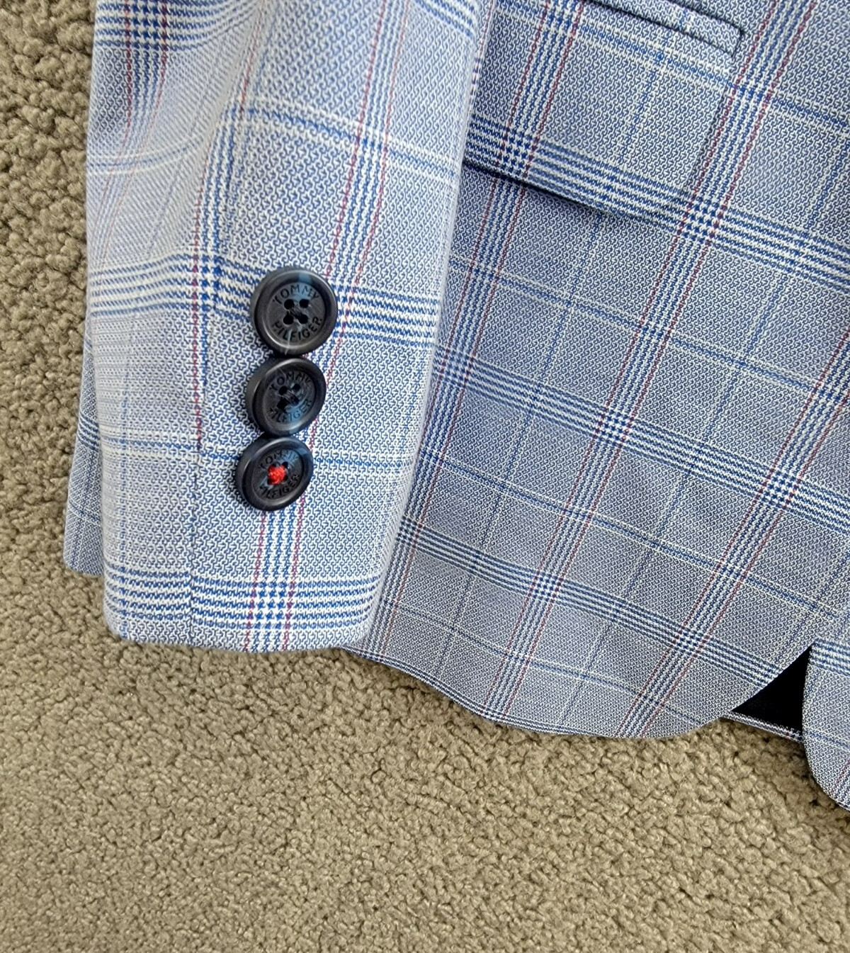 Tommy Hilfiger Stretch Deco Plaid Sport Coat Big Boys 16 Blue Flap Pockets L/S - Picture 10 of 19