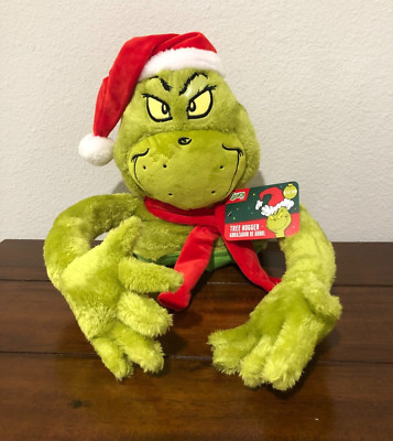 Dr. Seuss The Grinch Christmas Tree Hugger Topper Posable Arms Plush Decor NWT