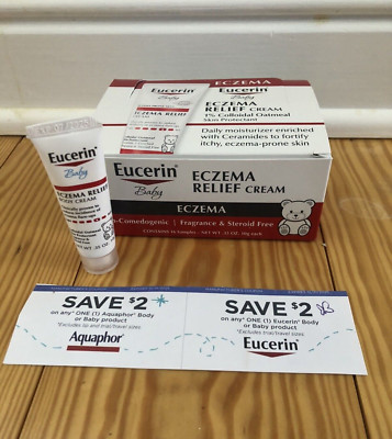 New Box 16 Eucerin Eczema Relief Cream Sample/Travel Tubes 0.35 Oz Extra Savings