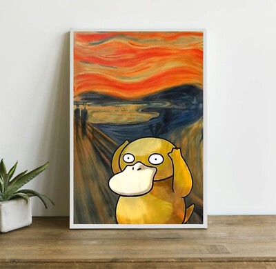 Pokemon Van Gogh Psyduck Wall Print Art Japanese Scream Van Gogh Wall Poster