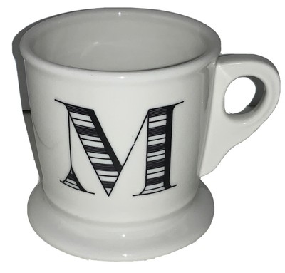 Anthropologie Monogram Initial Letter ''M  White Black Coffee Mug Cup 16 fl oz