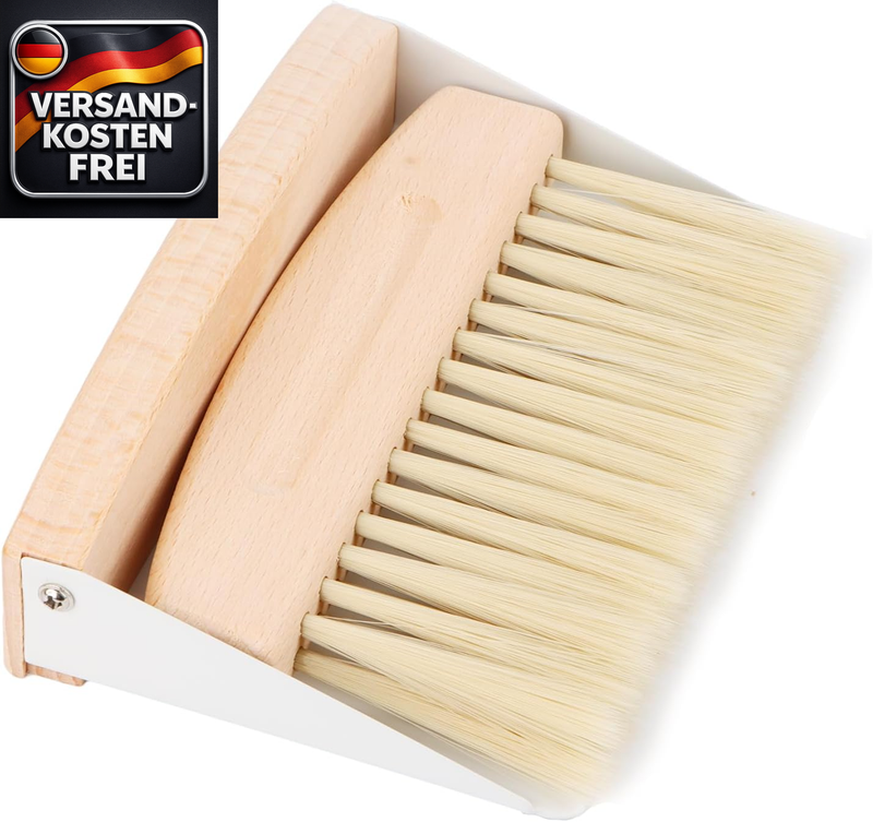 Mini Kehrblech und Handfeger Set aus Holz für Haushalt und Auto Reinigungsset