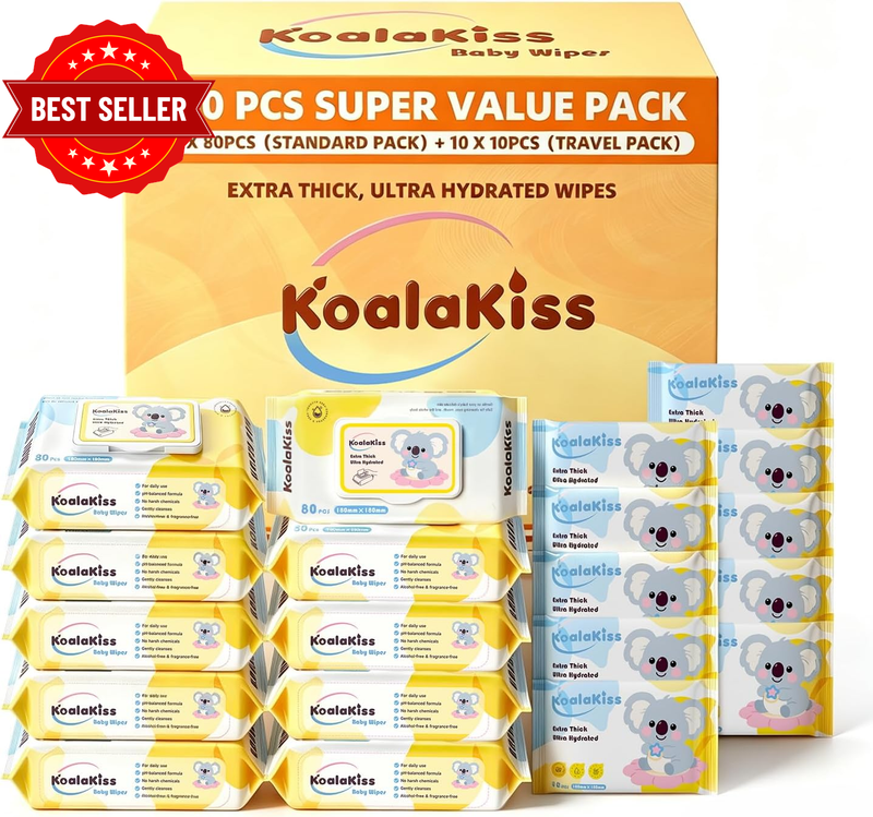 900 Count Baby Wipes,  Extra Thick Ultra Hydrated Value Pack Natural Soft Comfor