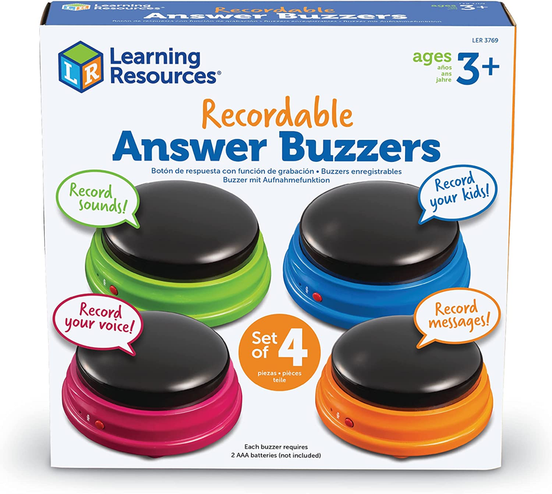 Learning Resources Recordable Answer Buzzers - Set of 4, Ages 3+ | Pre-K