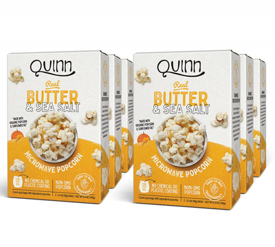 Quinn Organic Microwave Popcorn, Real Butter & Sea Salt, Gluten-Free, Non-GMO, -