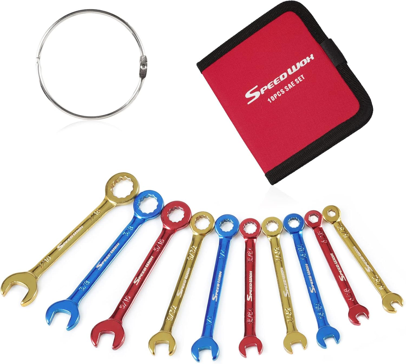 10 Pcs Color Plated Open and Box End Mini Wrenches Color Coated Midget Wrench Se