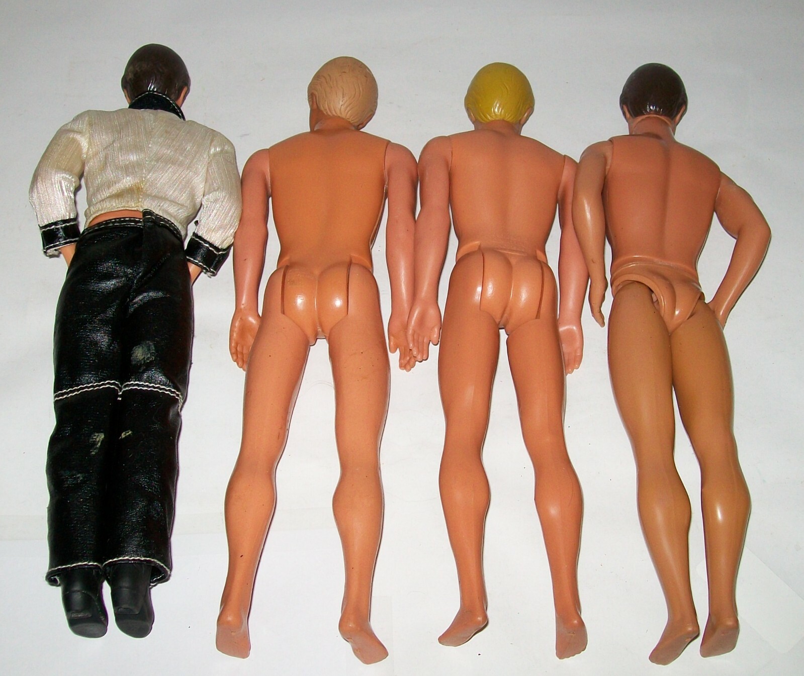 LOT 4, 1968 MATTEL, KEN DOLLS, 1 IS DRESSED, PLUS BOOTS, PANTS, SHIRTS.