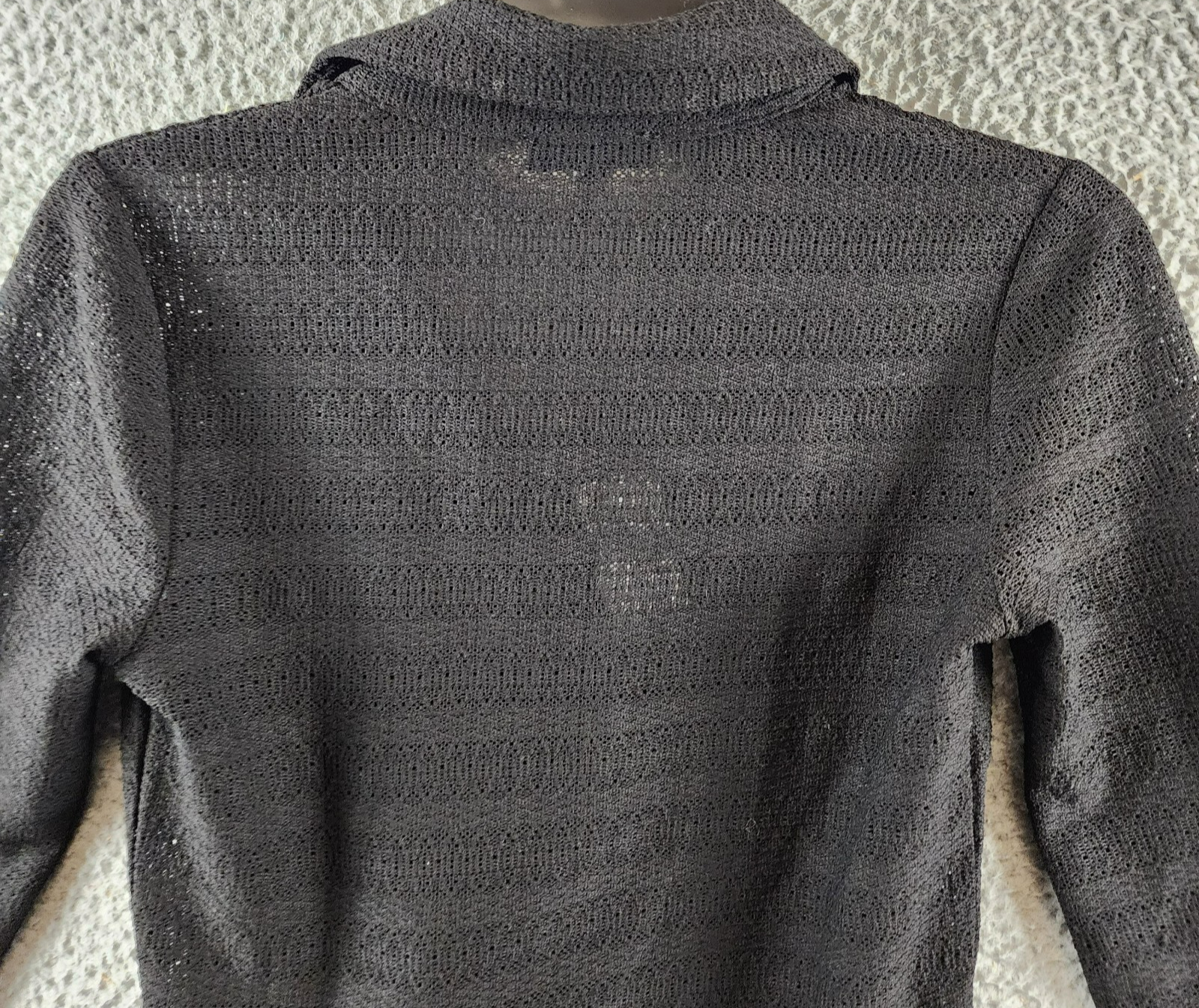 rag & bone Julia Polo Top Women's XS Black Textured Open Knit Collared Pullover - Picture 14 of 14