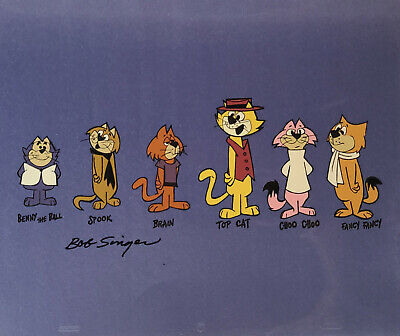 Hanna Barbera:Top Cat 6 Character Hand Painted Model Cel Signed by Bob Singer 