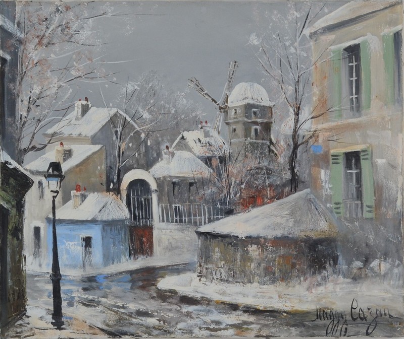 Paris - Montmartre Sous La Neige (1986), SignÃ©E. Peintre Montmartroise.