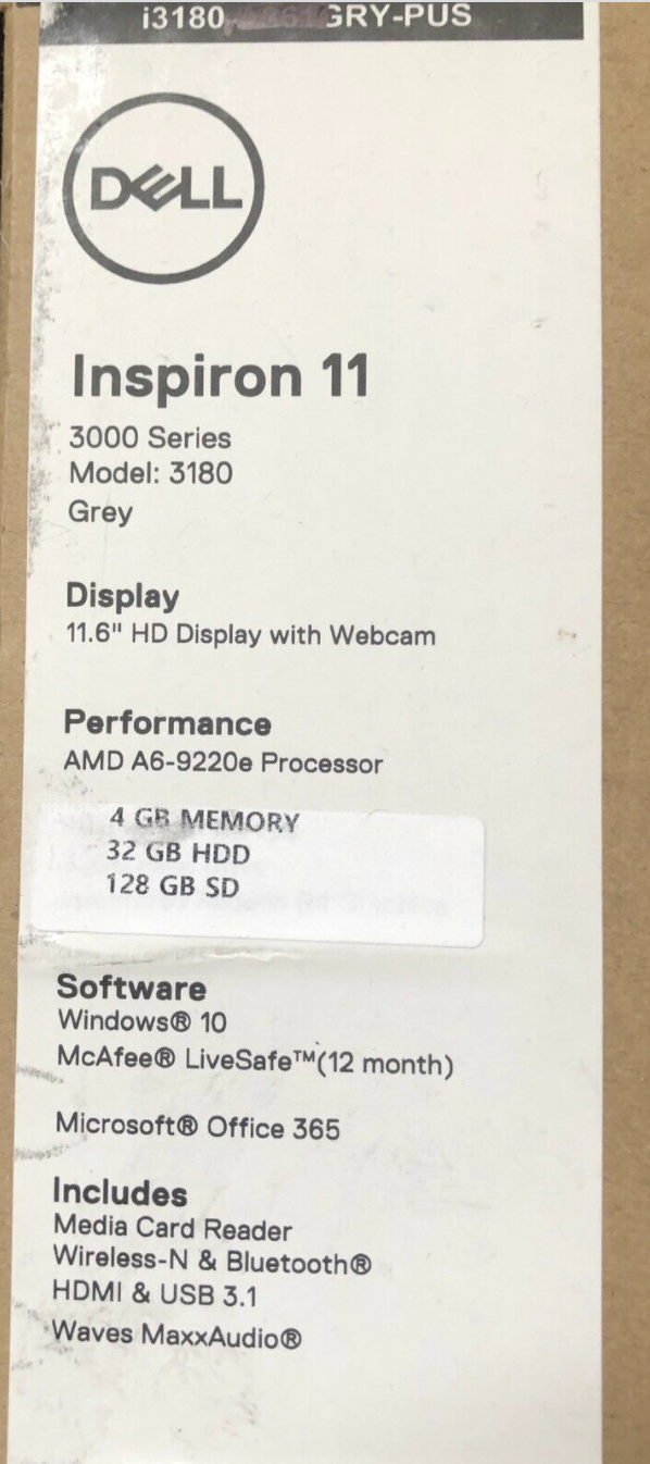 Dell Inspiron 11 3180 11 6 Laptop Amd A6 92e 4gb Ram 32gb Hdd Win 10 Grey Storepaperoomates Shop Cheapest Online Global Marketplace