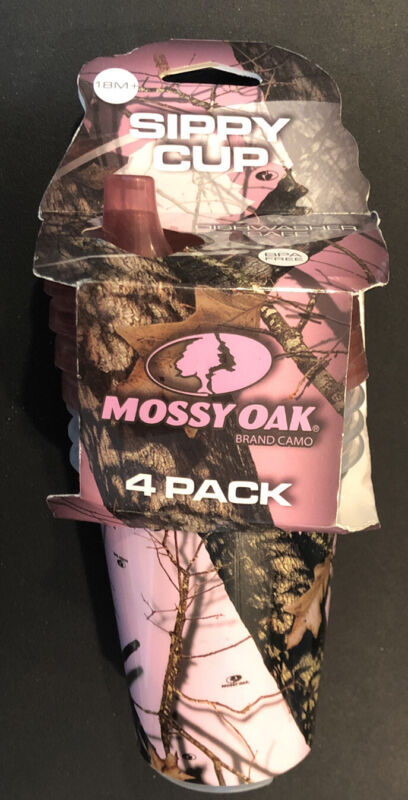 Mossy Oak Brand Camo 4 Pack Sippy Cup On-The-Go Pink Camo BPA Free 18M+ NIP