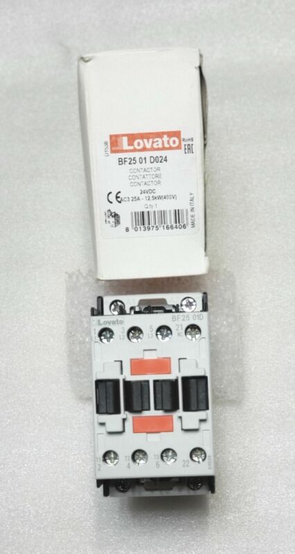 Lovato Electric BF2501D024 Contactor 24 VDC, AC3, 25 A, 12, 5kW (400V) New
