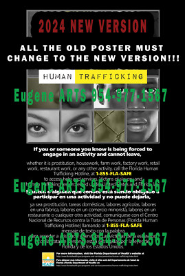 Human Trafficking Poster 2024 New Version- English & Spanish 12x18''--Florida