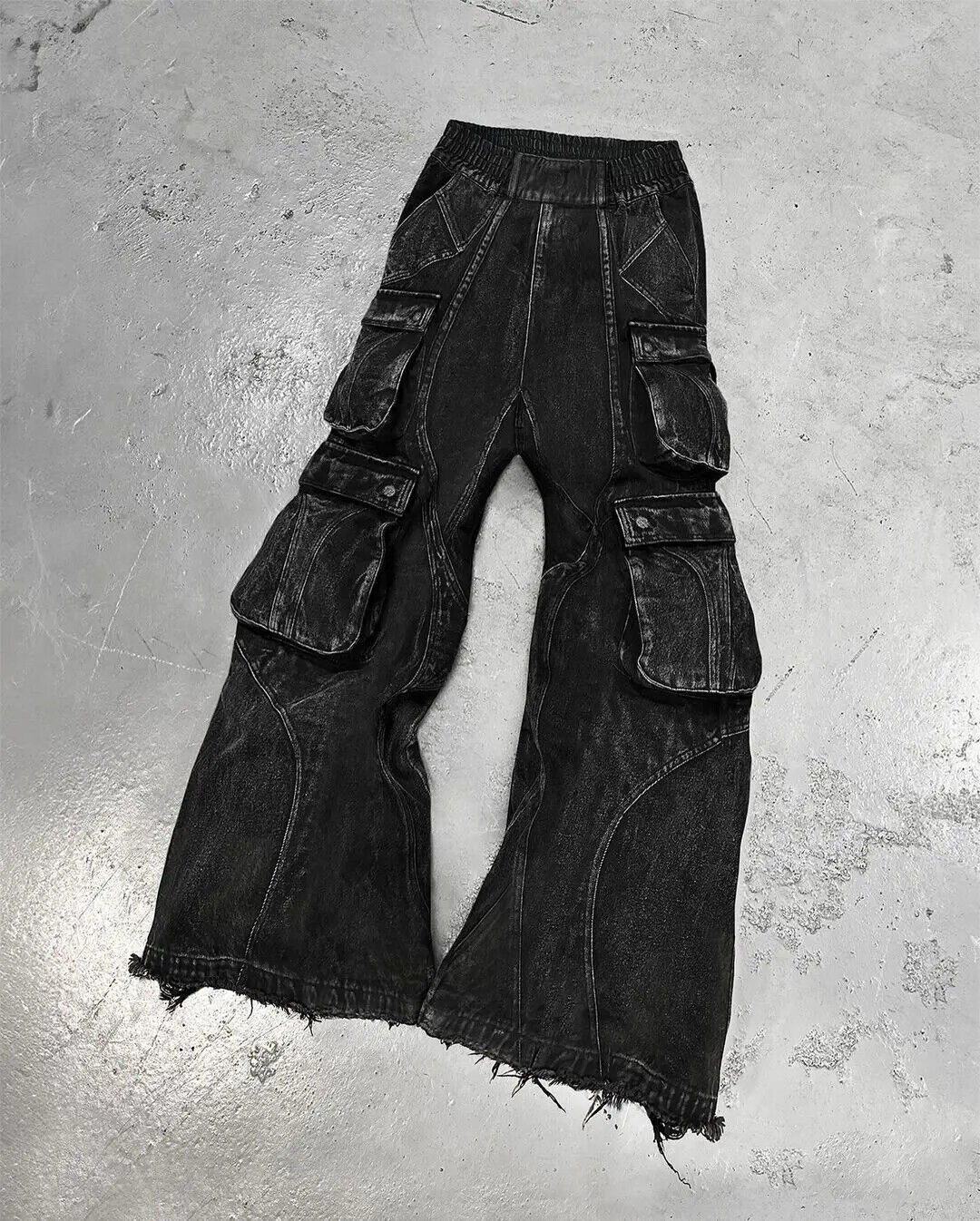 Men Wide Leg Straight Black Baggy Jeans High Waist Denim