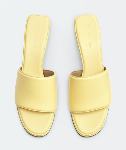 Pre-owned Bottega Veneta Band Lemonade Yellow Leather Sandal Backless Mule Heel Pump 38