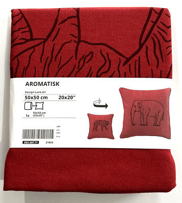 Ikea AROMATISK Pillow Cushion Cover 20''x20'' Elephant & Tiger Animals New Red