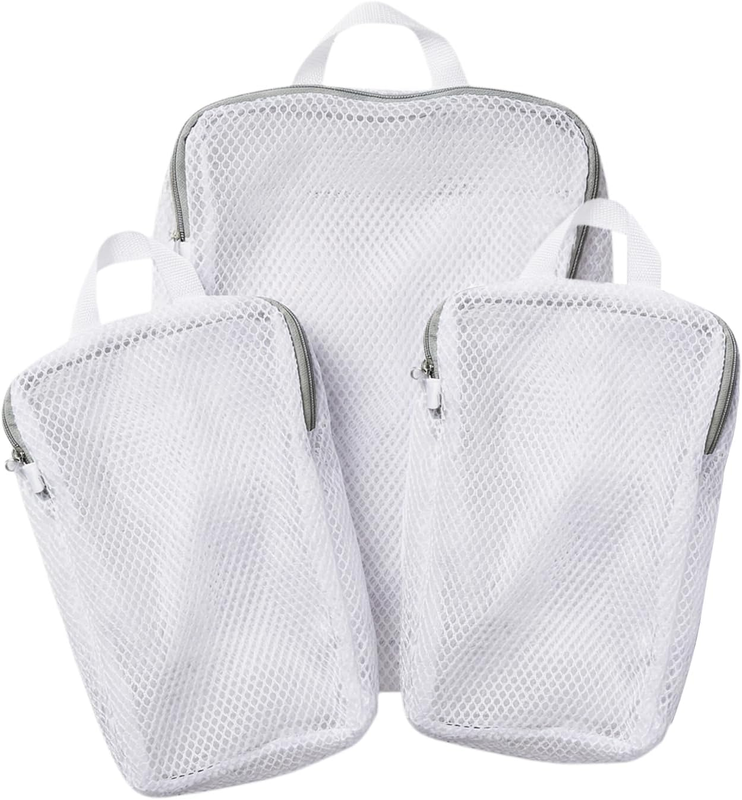 3-Piece Set Mesh Laundry Bags for Clothes, Shoes, Hanging Laundry Bags for Washi