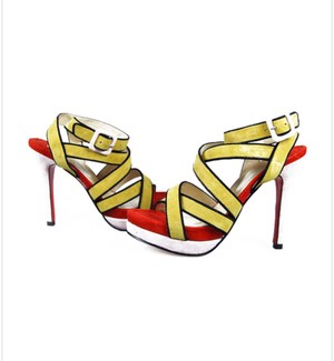 Christian Louboutin Strappy platform sandal yellow 