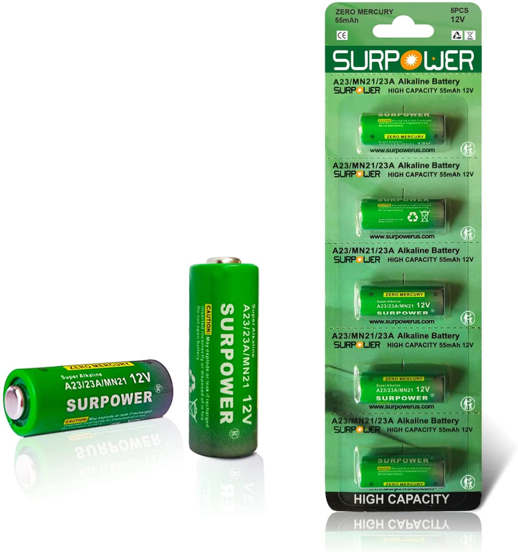 A23 23A 23AE 12V Alkaline Battery A23S for Ceiling Fan Remote,Door Bell-5 Pack【5