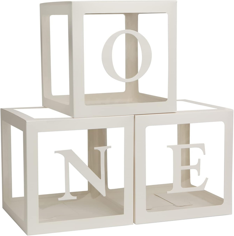 Baby Boxes for 1St Birthday, ONE Letters for Baby Shower Decoration, White Trans