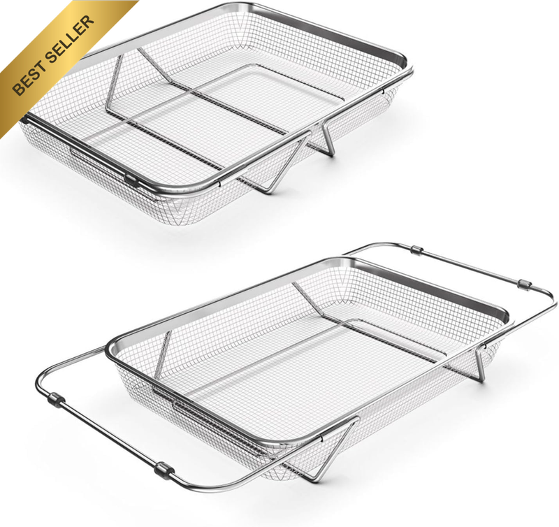 Extendable Dish Rack with Feet, Vegetable Colander Basket, Stainless Steel Dish