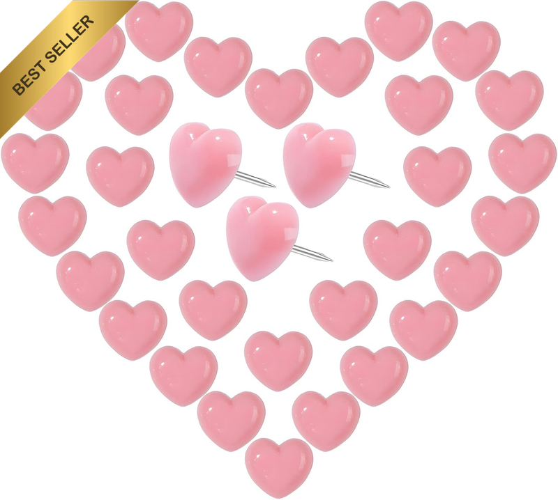150pcs Pink Love Heart Push Pins Decorative Thumb Tacks Steel Point