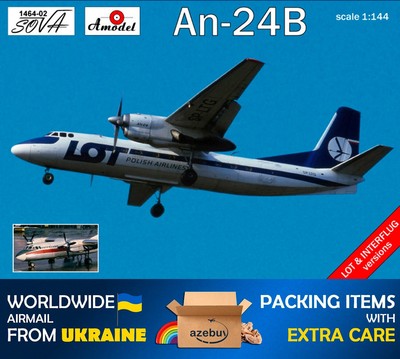 An-24B Airliner 1959 Year 1/144 Scale Plastic Model Kit Amodel 1464-02