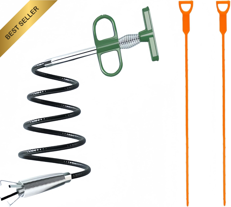 3 Pack Drain Snake Tool,40 Inch Drain Unclogger Cleaning Tools,24 Inch Snake Dra