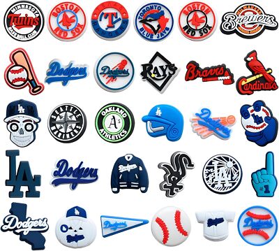 30 PCS Baseball Team Shoes Charm Sports Shoes Hangers Charms for Crocs