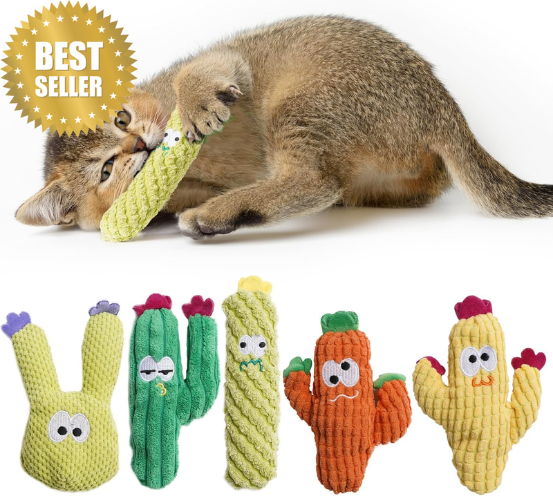5 Pack Catnip Toys,Organic Cat Nip Filled Toys for Indoor Cats, Interactive Plus