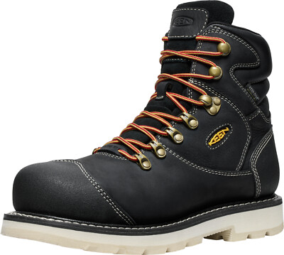 Pre-owned Keen Utility Mens Cincinnati 90 Deg 6in Wp Ct Black/sandshell Leather Work Boots