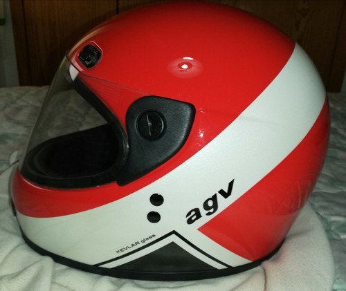 1980s AGV・VALENZA VINTAGE MOTOCROS VINTAGE 1987 AGV RED VALENZA KR-2001 MOTORCYCLE HELMET MFG 6
